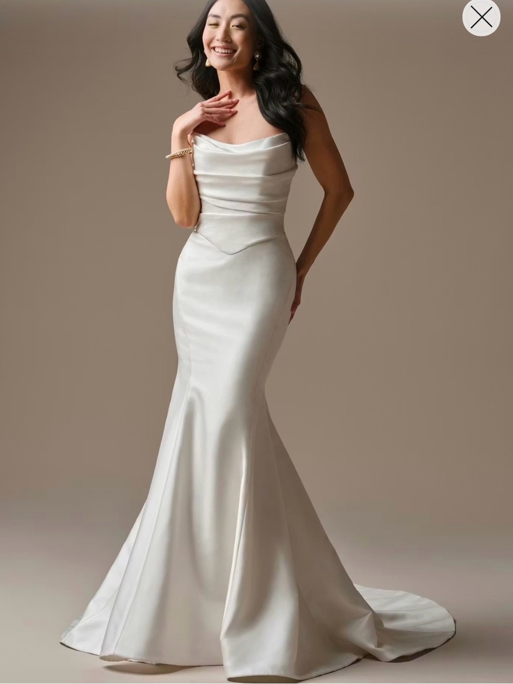 Maggie Sottero Ivory Satin Fit and Flare Wedding Gown